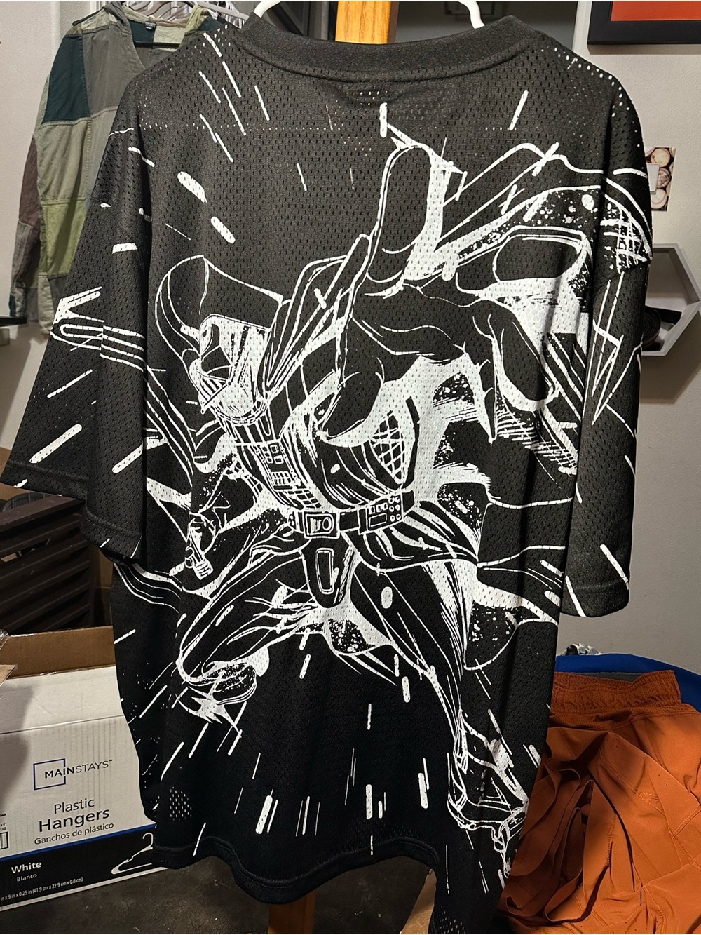 Star Wars Black Graphic Mesh Jersey Top with White Splash Print - Picture 9 of 11